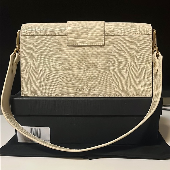 STRATHBERRY mini crescent embossed lizard vanilla purse - Picture 2 of 9